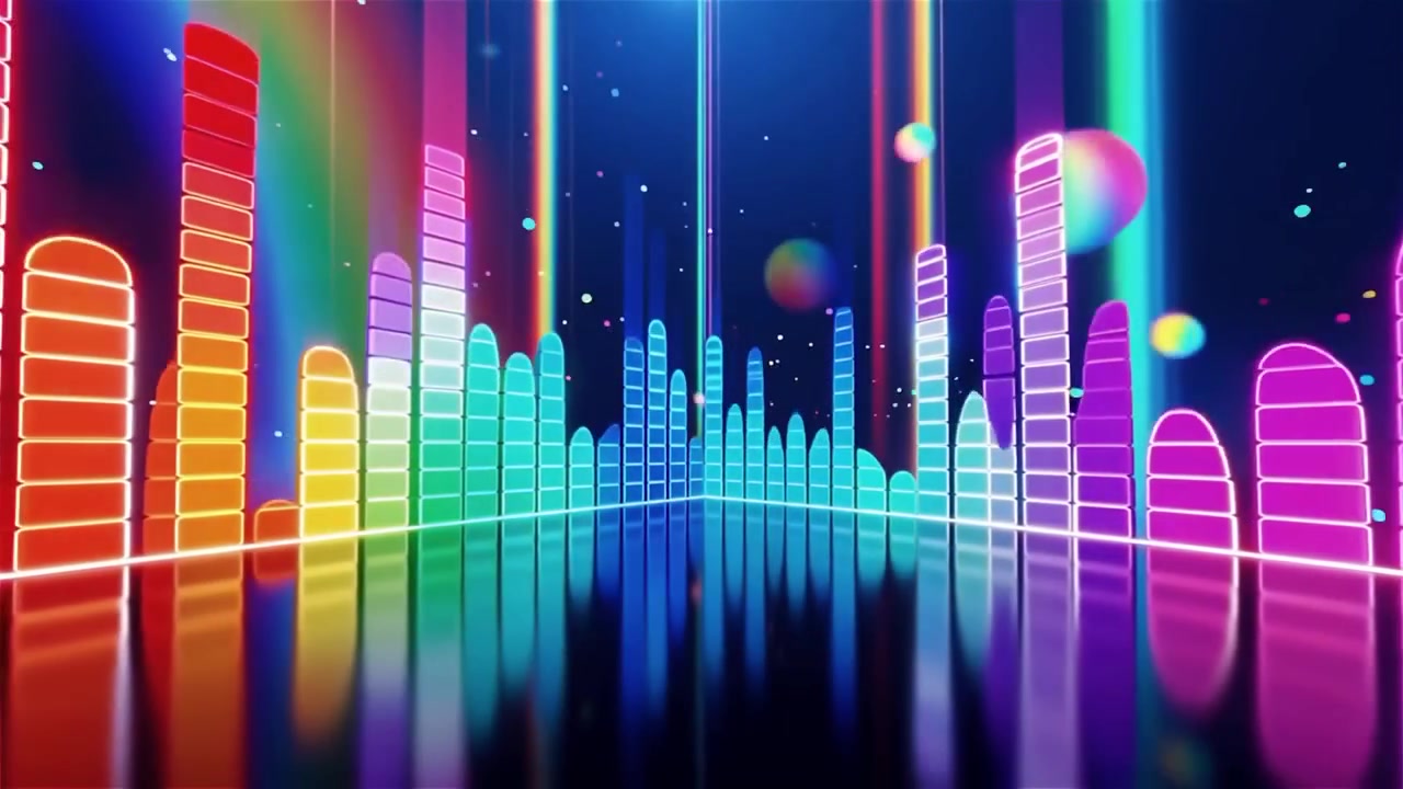Futuristic Rainbow Neon Music Equalizer Visualizer Background
