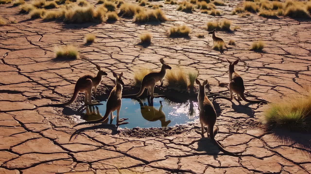 Kangaroos at a Waterhole in the Australian Outback