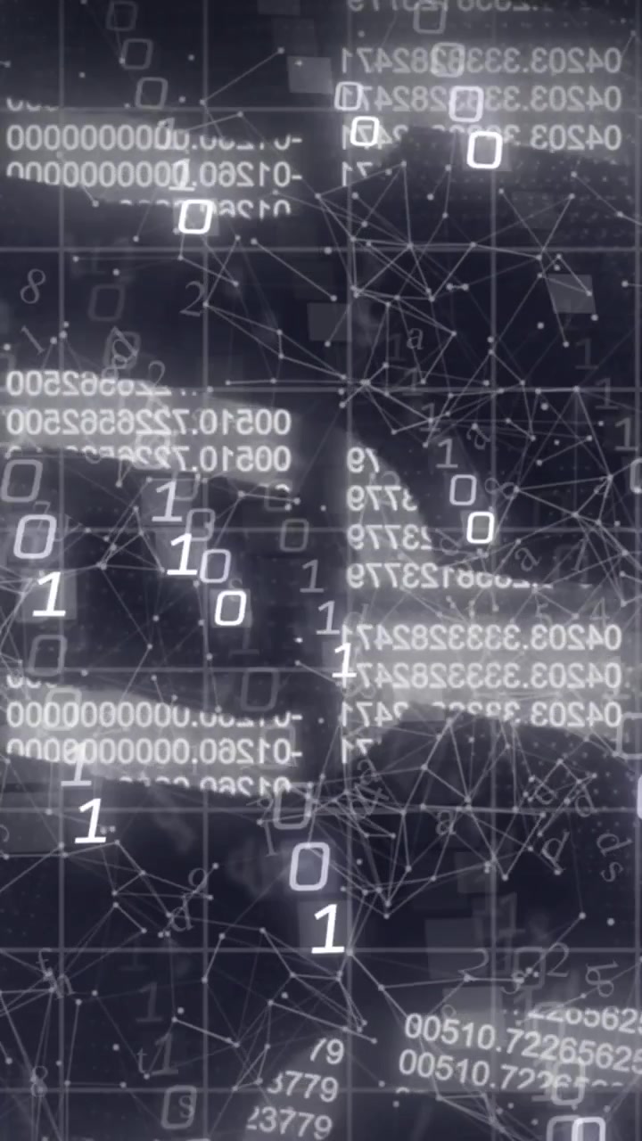 Animazione dell'elaborazione dati su sfondo nero