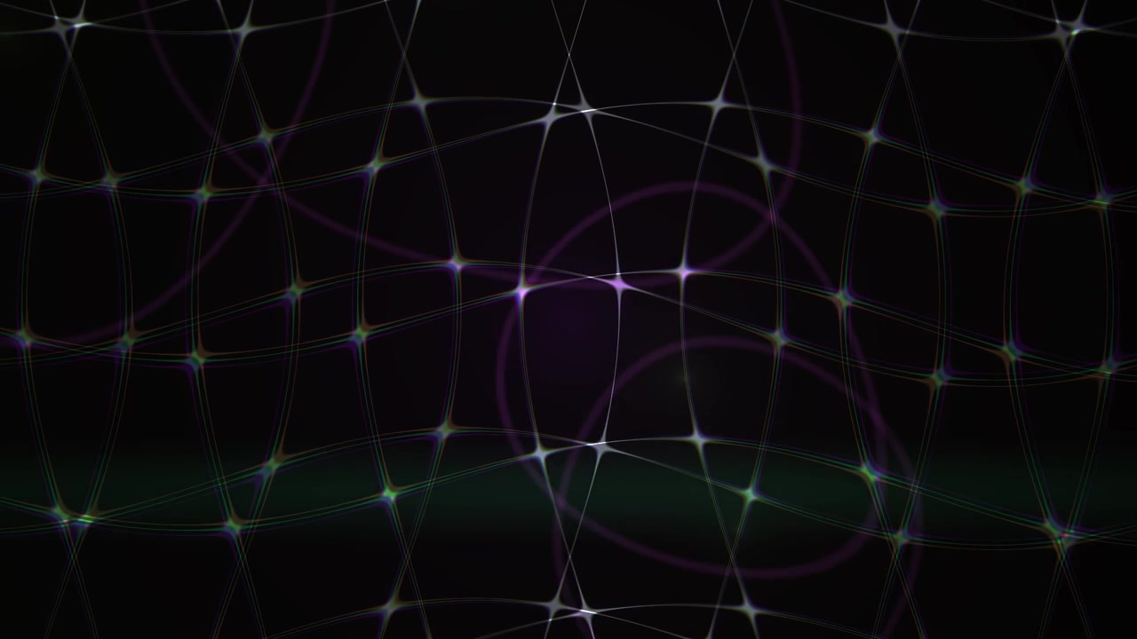 Abstract Glowing Grid Lines Moving on Dark Background