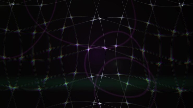 Abstract Glowing Grid Lines Moving on Dark Background