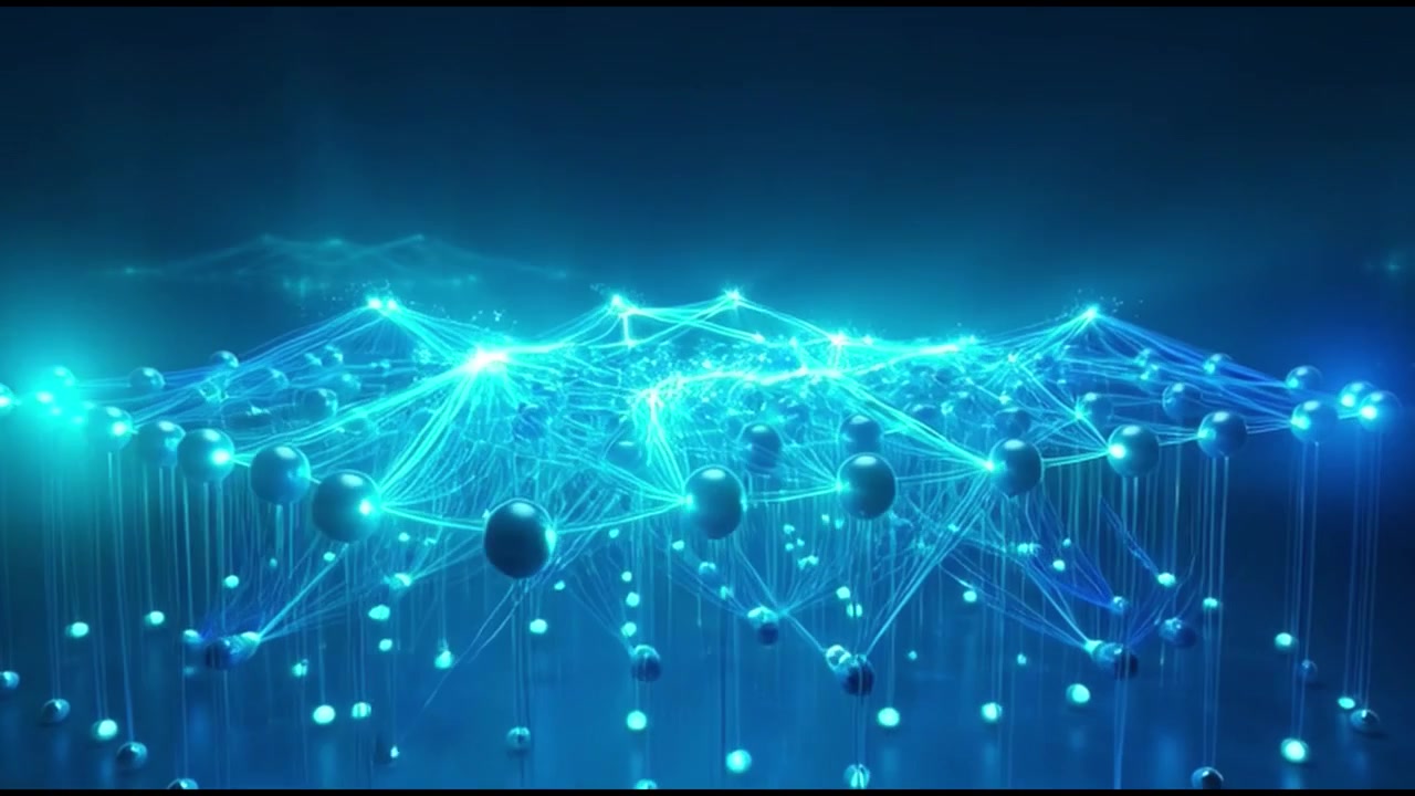 Abstract Digital Network Connecting Glowing Nodes in Cyberspace