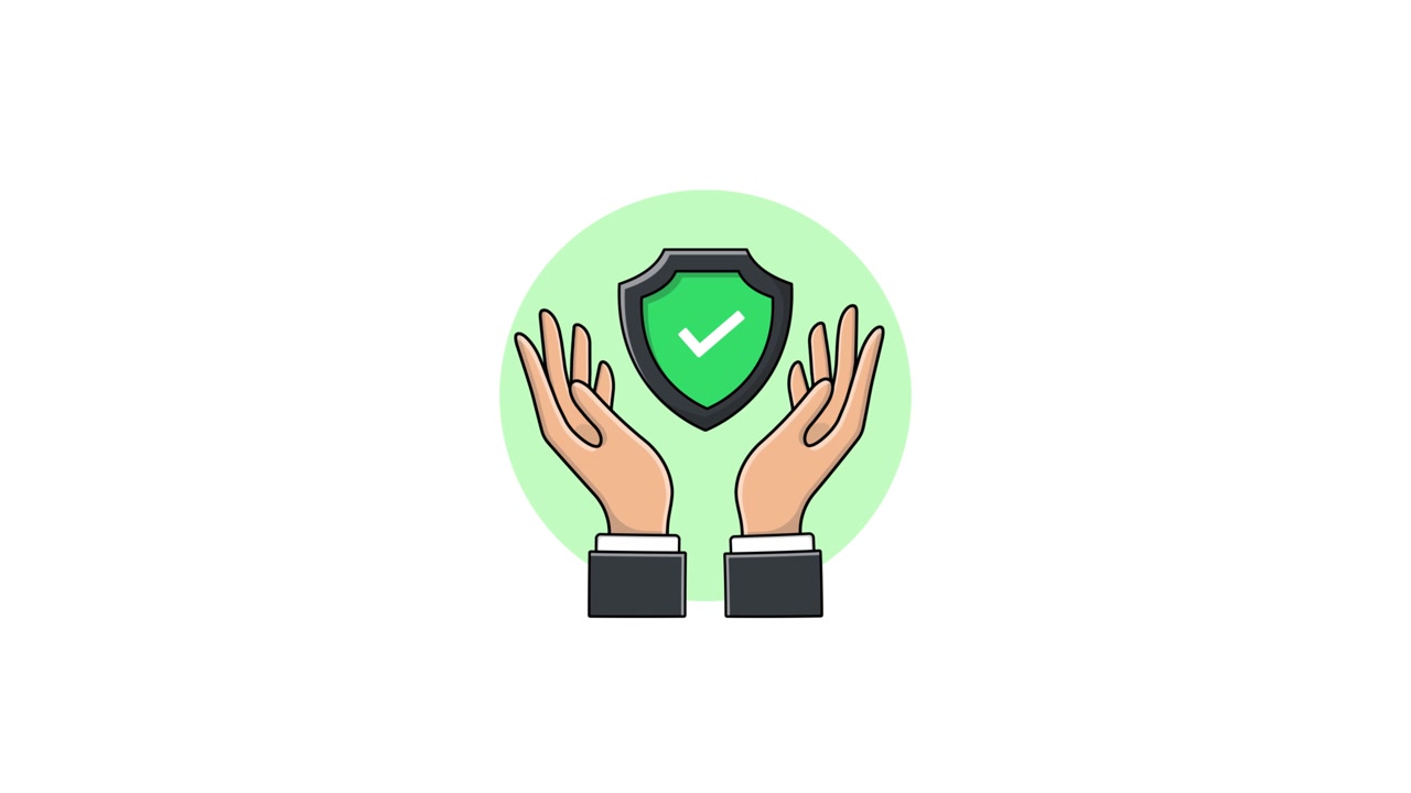 Animated Hands Holding Security Shield with Checkmark