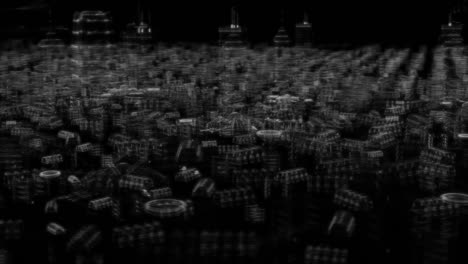 3d city in hologram wireframe style