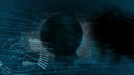 ciencias de la computación y una mujer con un dial en los ojos