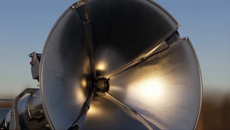close-up of a studio light reflector with bright reflection