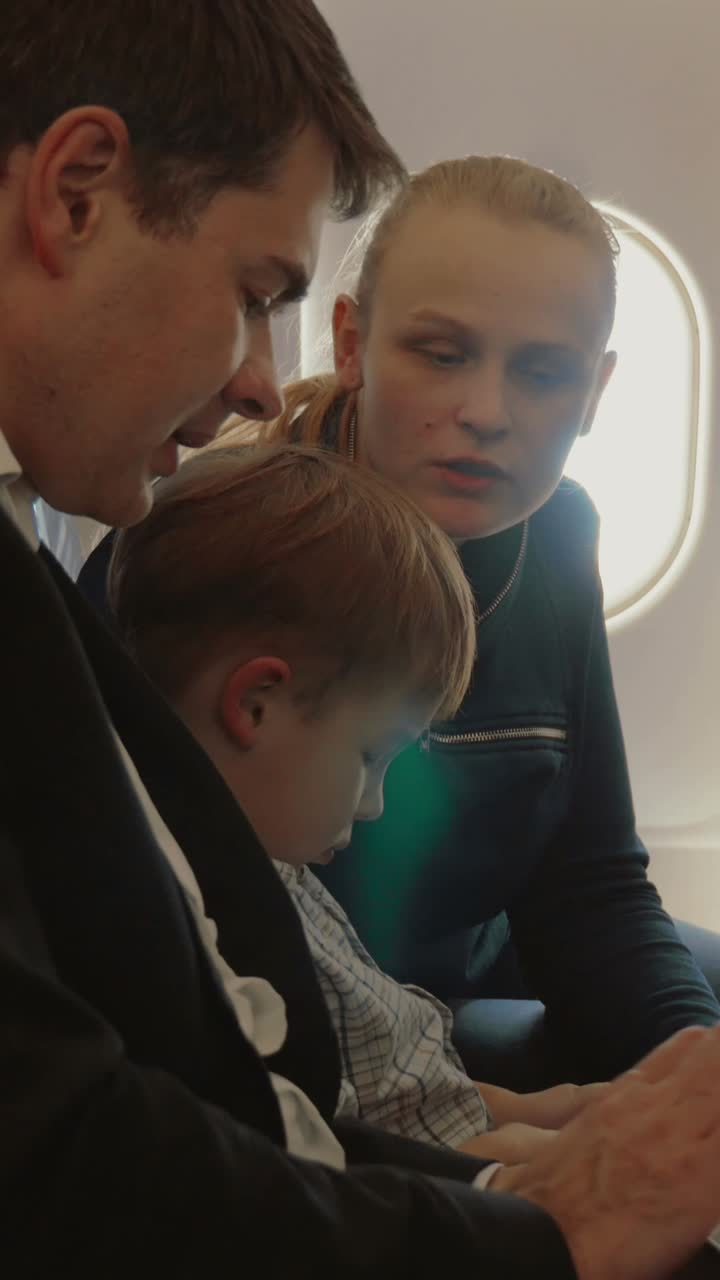 Family Traveling on an Airplane