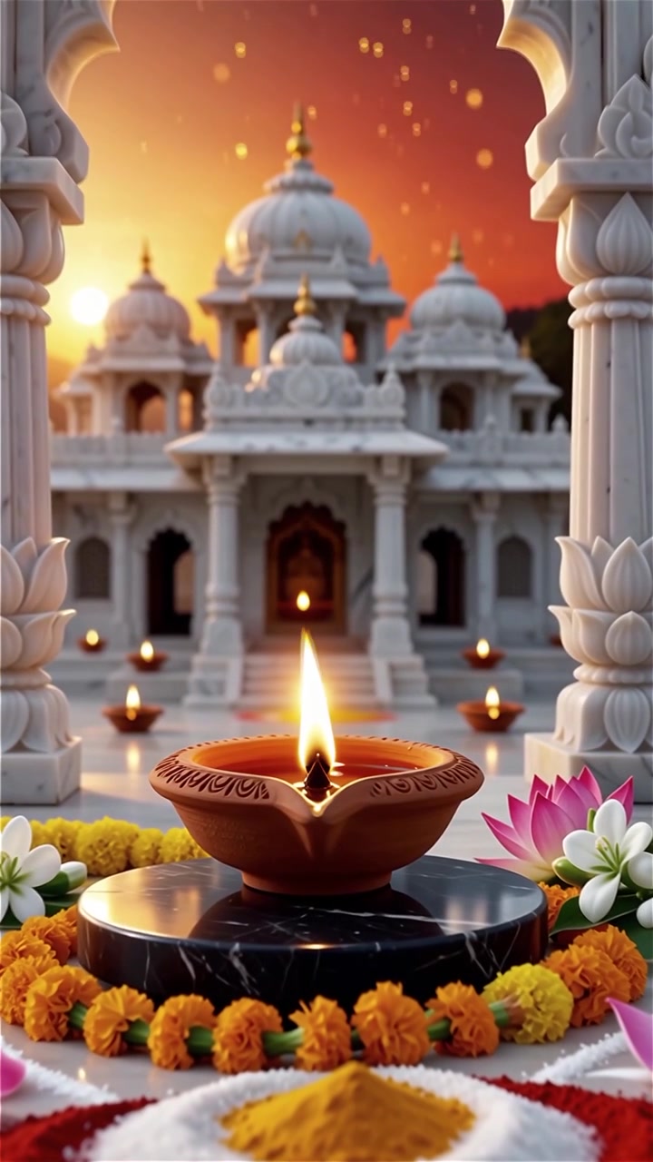Sfondo del Festival Diwali con lanterne e decorazioni tradizionali Diyas.