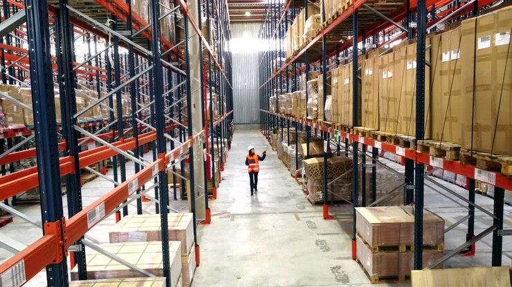 almacén con estanterías y cajas