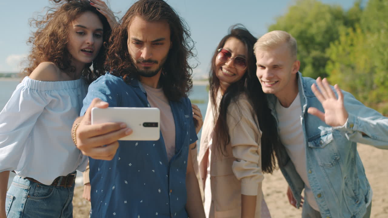 Friends Taking Selfie at the Beach