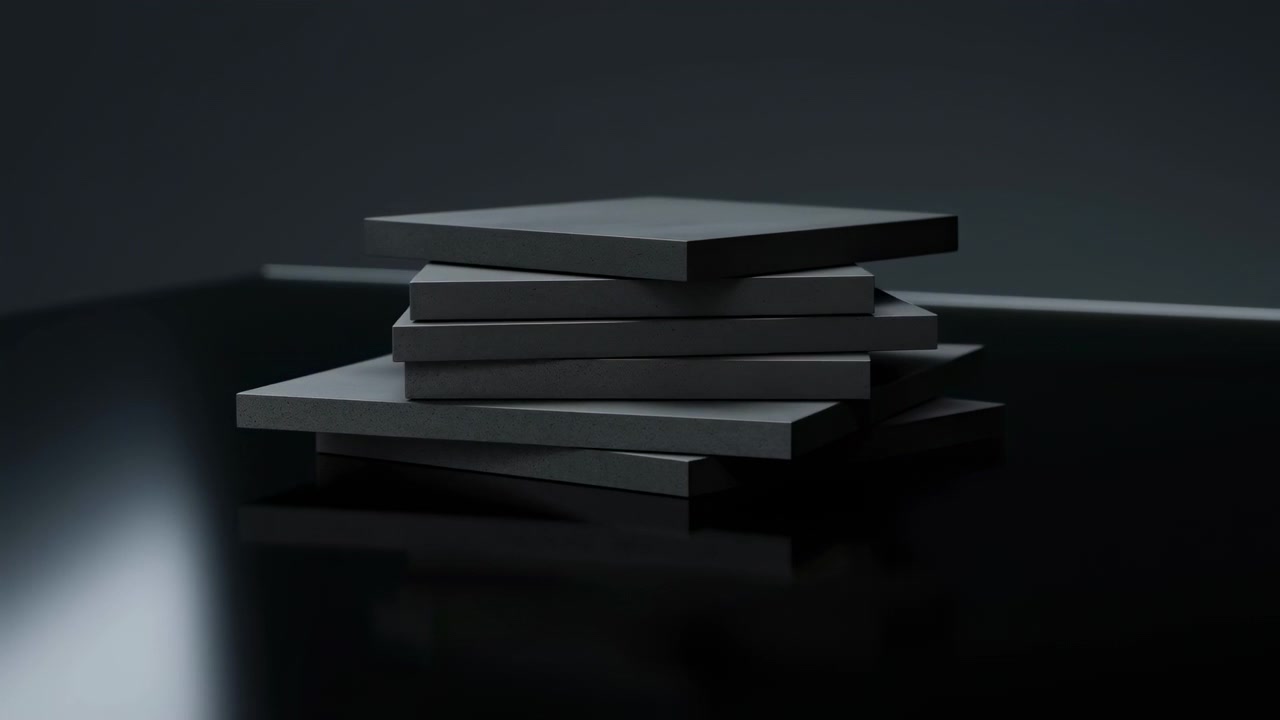 Stack of books observed on a dark, reflective surface with a neutral top-down perspective, set against a clean background in an educational environment. The scene features black and grayish.