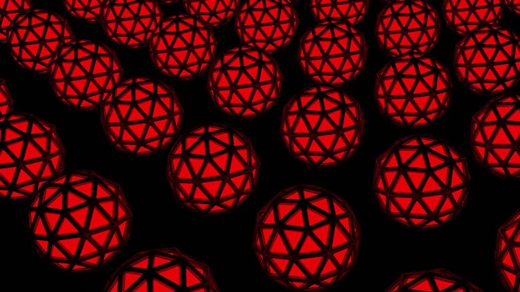 Red geometric spheres pattern