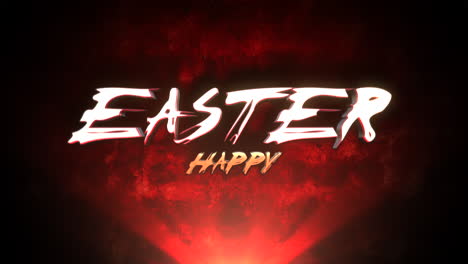 Happy-Easter-text-with-red-rays-on-grunge-of-wall