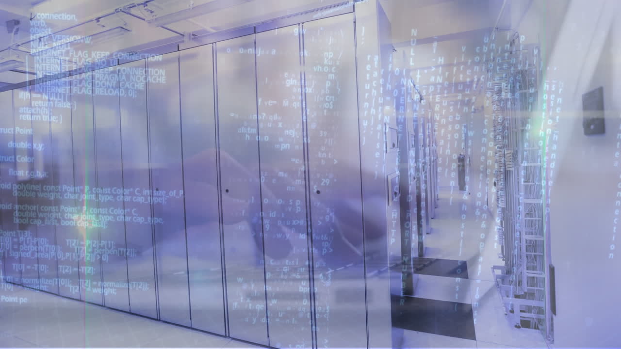 컴퓨터 서버를 통해 데이터 처리의 애니메이션