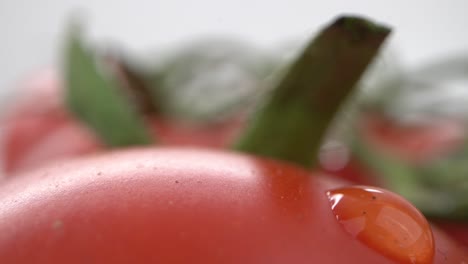 dewy tomato close-up. water droplet detail macro shot