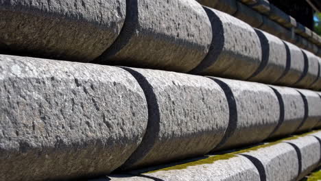 close-up of a stacked stone wall