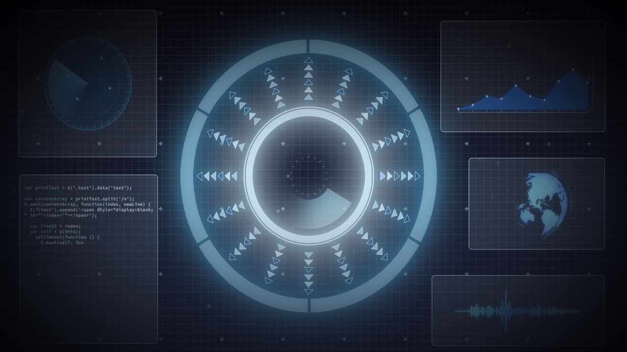 스 ⁇  스캔과 데이터 처리의 애니메이션 스크린 오버 그리드