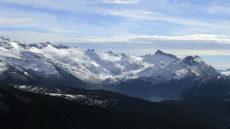 Magnificent-Snow-Covered-Mountain-Ridges-Of-Vancouver,-Squamish,-Whistler,-And-Pemberton-In-BC,-Canada---Wide-Shot