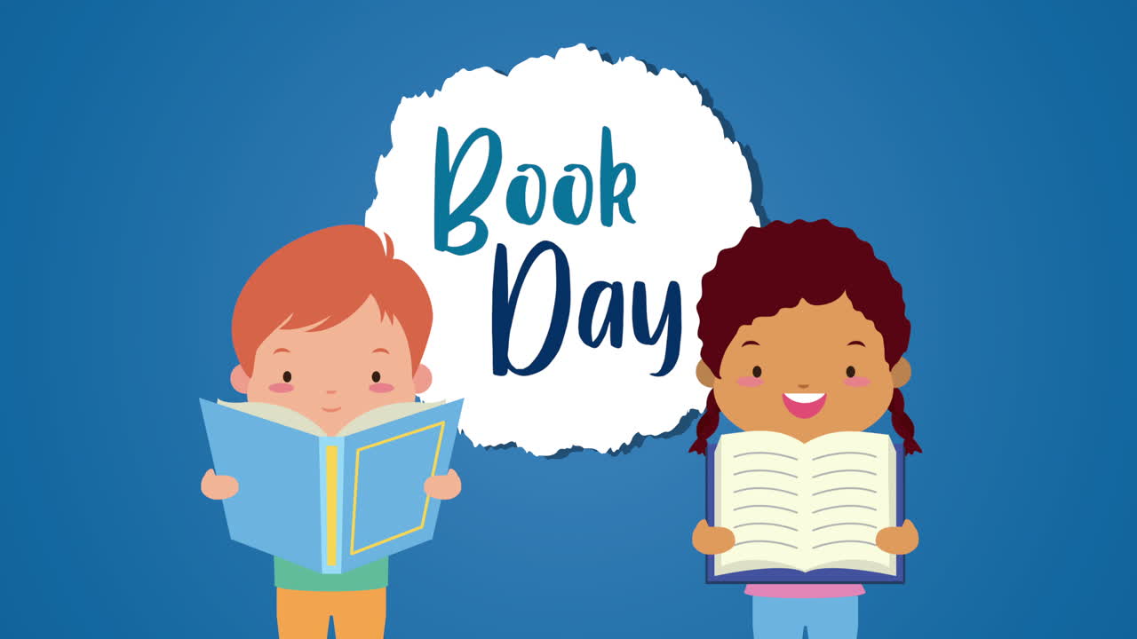 celebrazione della giornata mondiale del libro con bambini piccoli che leggono e scrivono