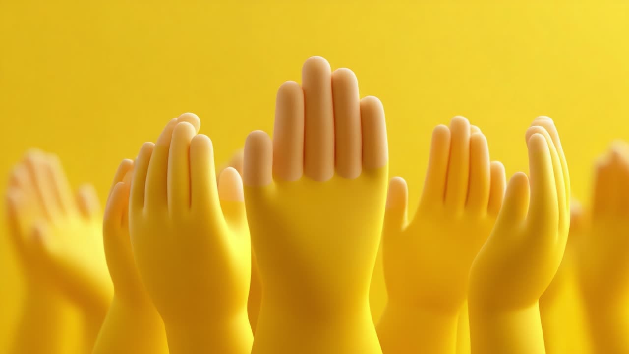 An Exuberant Display of Clapping Yellow Hands in Celebration, Representing Joy, Enthusiasm, and Community Spirit Through a Vibrant and Cheerful Color Palette Full of Energy