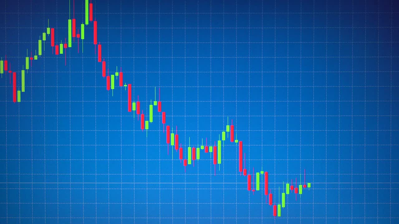 Stock Graph or Candlestick or Forex Chart Moving on Blue Background with Table Line 3
