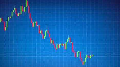 stock graph or candlestick or forex chart moving on blue background with table line 3