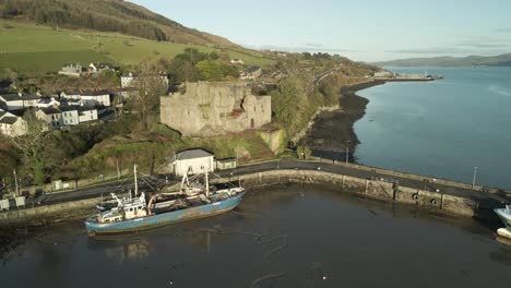 a view of historical carlingford castle in carlingford, county louth, ireland