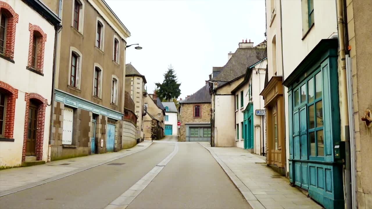 empty street of small breton town Vitre, Brittany