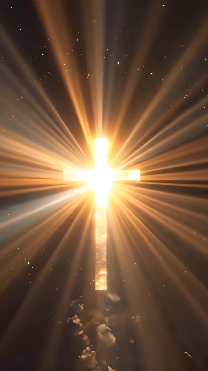 Christian Cross Heavenly Light Worship Background 4K