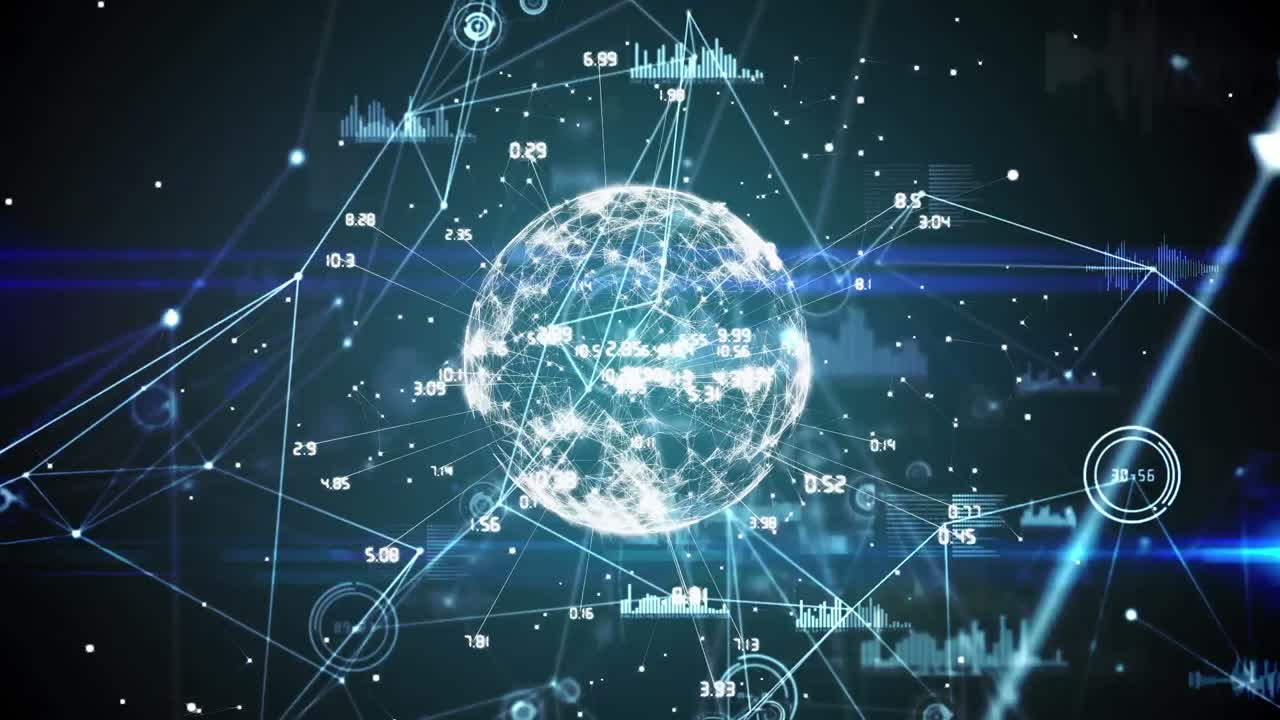 연결 및 데이터 처리의 네트워크를 통해 지구의 애니메이션