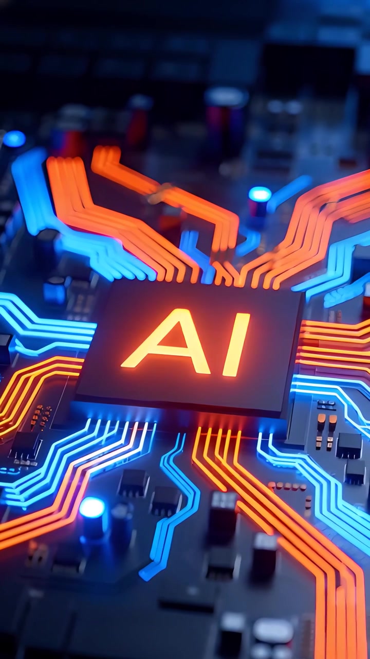 Futuristic AI Chip Motherboard Technology Background 4K