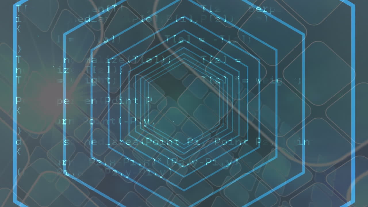 검은 바탕에 있는 데이터 처리 및 디지털 터널의 애니메이션