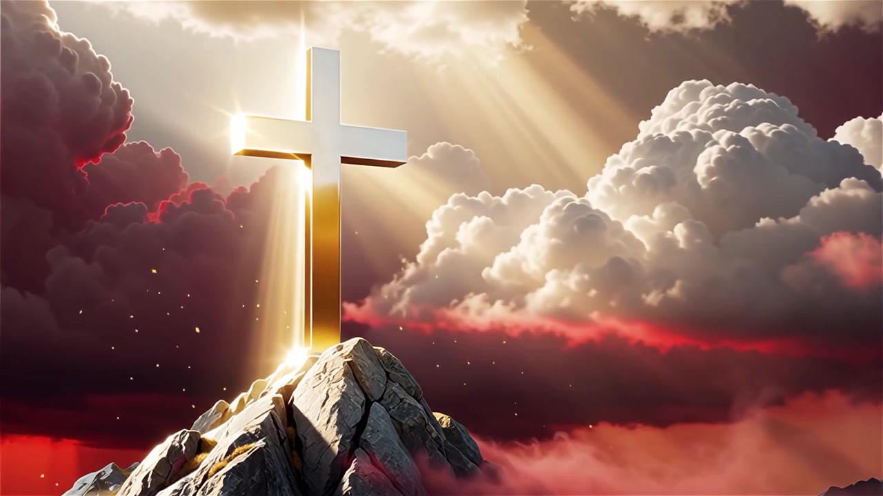 Christian Cross Heavenly Light Worship Background