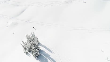 Skifahrer-Skifahren-Auf-Einem-Schneebedeckten-Berg-4k