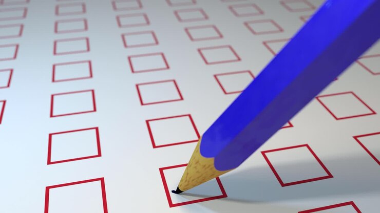 Pencil ticking boxes survey vote exam loop 4K