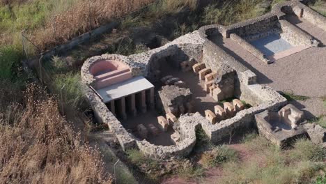 Aerial View of Roman Baths Ruins