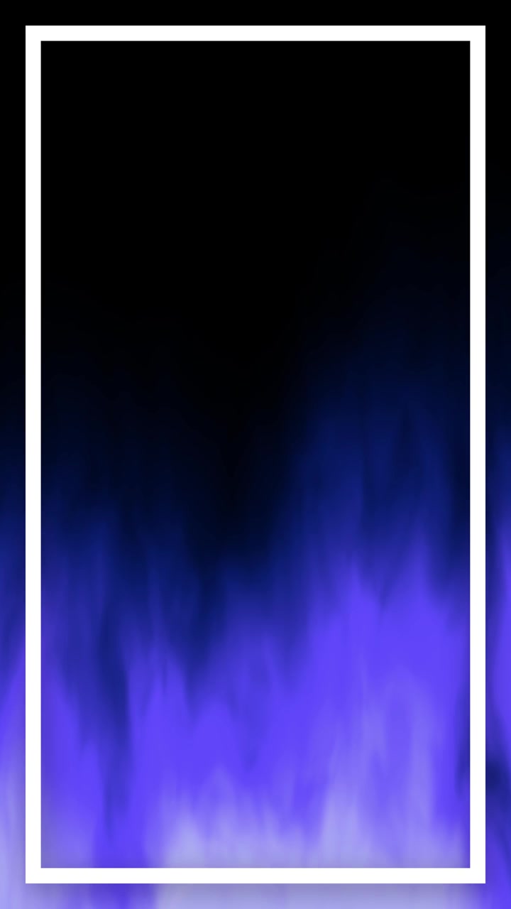 Abstract Blue Fire Flames Rising Behind a White Rectangular Frame