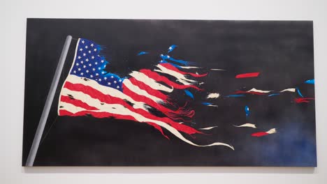 damaged american flag painting