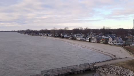 luna pier, michigan, usa, on the shore of lake erie, one of the great lakes