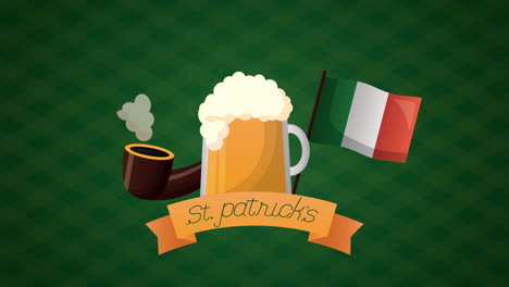 st patricks day animated card with beer and ireland flag