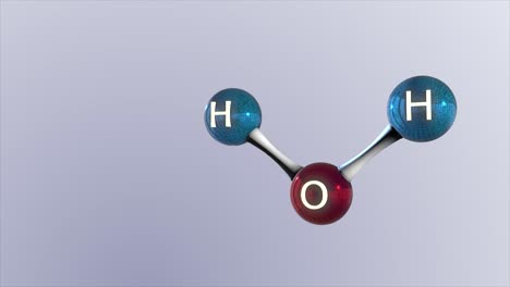 High-quality-CGI-render-of-a-scientific-molecular-model-of-a-wtare-H2O-molecule,-with-space-on-the-left-of-screen-to-add-information-or-data