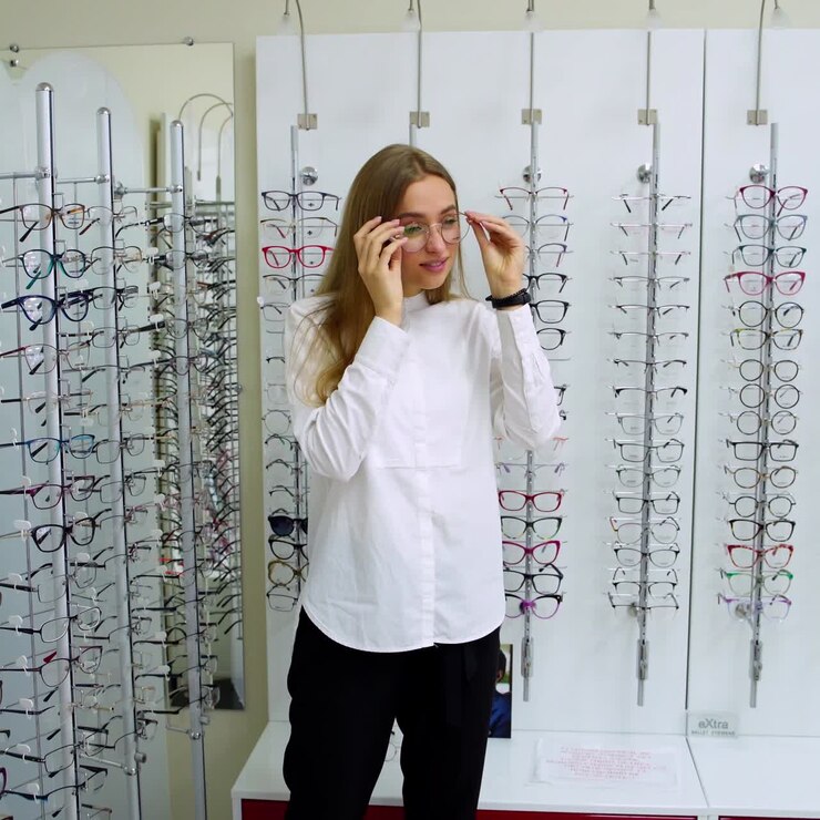 Girl in optical shop