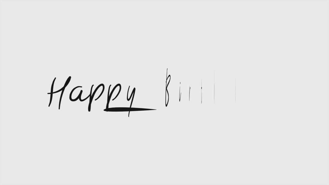 Handwritten, calligraphy-style Happy Birthday message on a white background