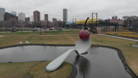 spoon at minneapolis sculturegarden, drone shoot