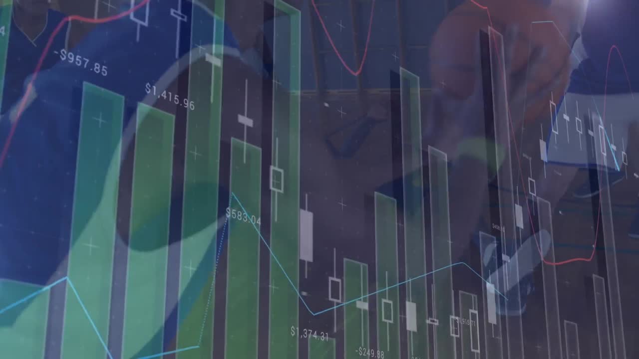 animación del procesamiento de datos sobre diversos jugadores de baloncesto masculinos en el gimnasio