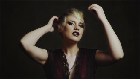 fashion , beauty and make up portrait. portrait of young beautiful blonde woman with perfect make up