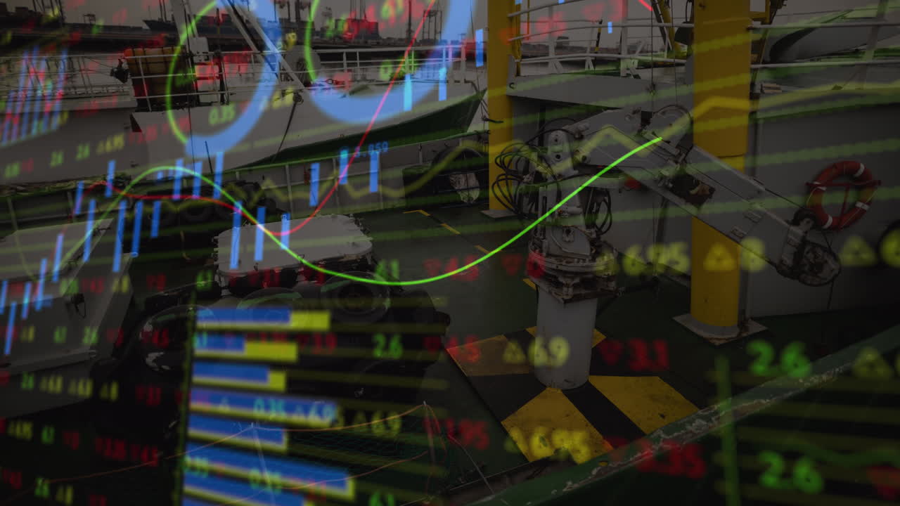 анимация обработки данных и фондового рынка через порт.