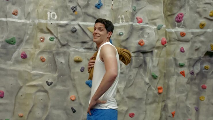 Rock climber smiling at the camera