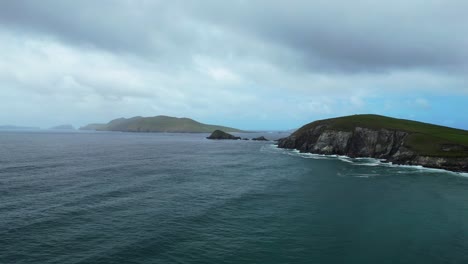 early morning blasket islands from drone on slea head drive kerry ireland
