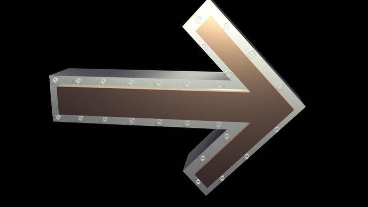 Pointing Arrow with colorful light bulbs on black
